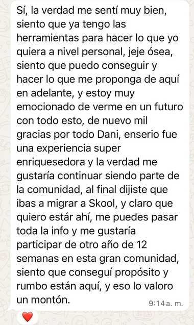 Testimonio de un participante